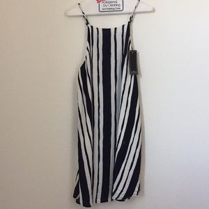 CottonOn Navy & White Sophie High Neck Slip Dress